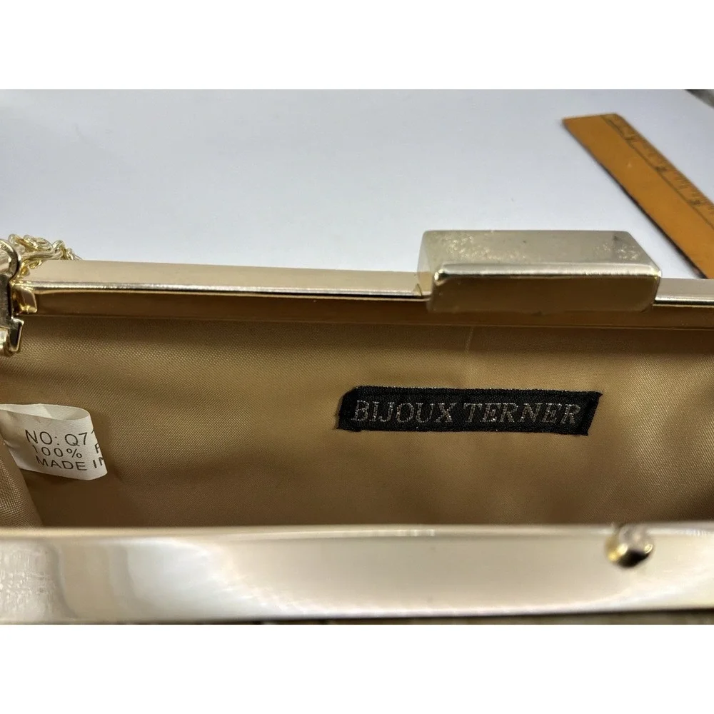 Bijoux Turner Alligator/crocodile Look Gold With Goldtone Strap Evening Bag